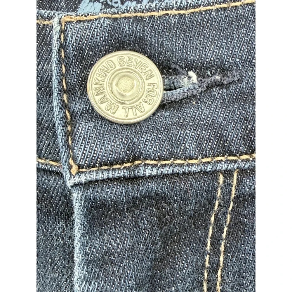 7 For All Mankind Ginger Jeans Women 30 Blue Wide Leg Flare Dark Wash Stretch